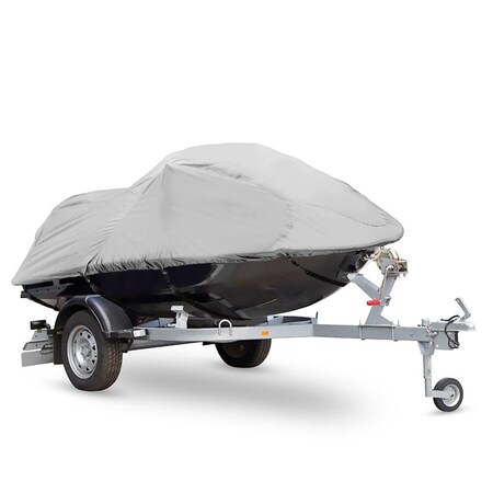 Pyle Heavy Duty Boat Cover - 127? to 138? Marine Grade Storage Cover w/ Rear Air Vents, Waterproof Fabric & Elastic Cord - Protection Against Rain - PCVJS13 , Gray